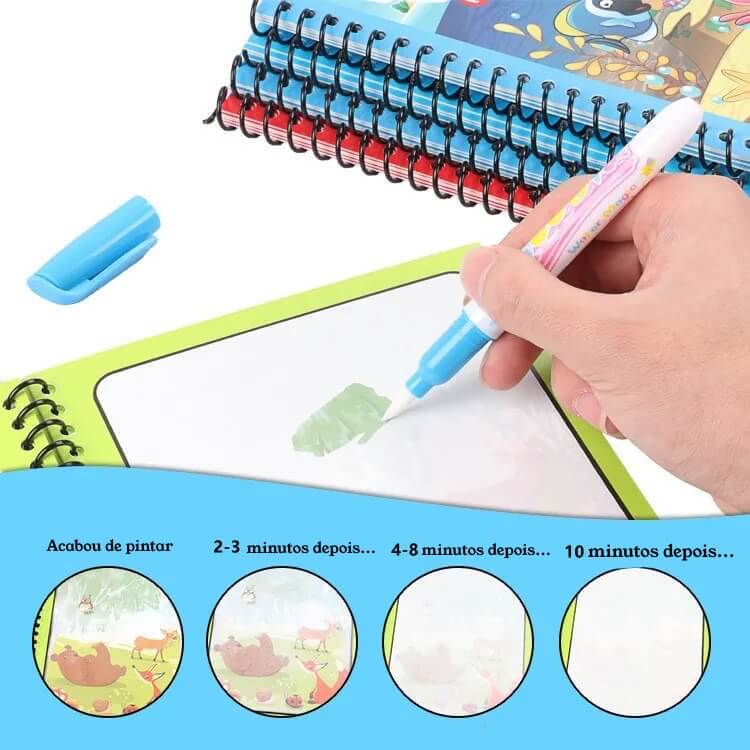 Brinquedos Educativos,
Livro de Desenho com Água,
Livro de Desenho Mágico com Água - Brinquedo Educativo Reutilizável,